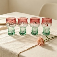 Gobelet en verre de Noël avec dégradé rouge et vert pour dîner de Noël, vin, jus, dessert, fête, mariage, décoration de table, vaisselle décorative