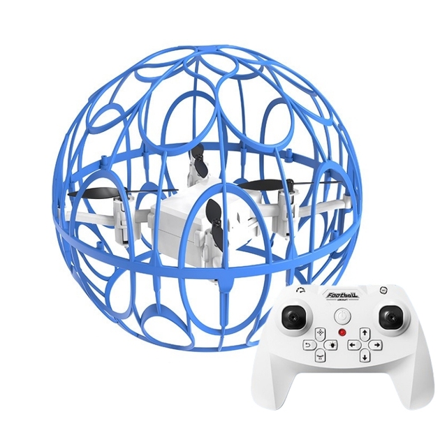 UFO Shape Mini RC Soccer Drone With LED Light Gyro 360 Degree Flip Protective Cage Flying Ball Toy for Kids RC Football Drone