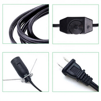 Kabel Daya AC 125V dengan Colokan US BS dan Ujung IEC Female, Dudukan Lampu E12, Dapat Diredupkan, Ekstensi untuk Peralatan Rumah Tangga, Lampu Garam Himalaya 2