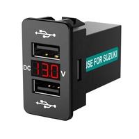 Chelink Cepat Charger Mobil dengan LED Voltmeter Power Display Dual USB Port Ponsel AUX Adaptor untuk Suzuki