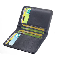 Dompet Kartu Kredit Kulit Sapi Hitam Mewah Bermotif Butir, Sublimasi Dua Sisi, Ukuran Kecil dengan Penjepit & Kancing