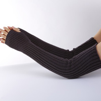 Hombres Mujeres de longitud media mangas falsas de punto cálido medio dedo guantes Unisex manga del brazo mitones sin dedos