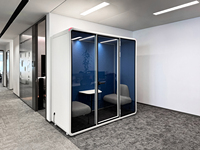 Cabine de bureau acoustique autoportante et insonorisée, 2 places, mobile, pour travail professionnel et mini-remises en direct