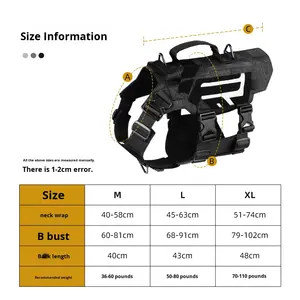国境を越えた新製品 犬用タクティカルスポーツオックスフォード布チェストストラップハーネス 耐摩耗性 高耐久性 高反射リード 在庫あり - Product Image 4