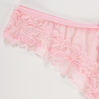 Ladymate OEM/ODM Tanga en dentelle sexy pour femme, culotte transparente avec nœud décoratif, sous-vêtements sexy