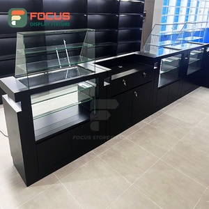 Custom Tobacco Display Cabinet Dark Finish Glass <b>Shelf</b> Lockable Drawer Cigarette Display Cabinet - Product Image 5