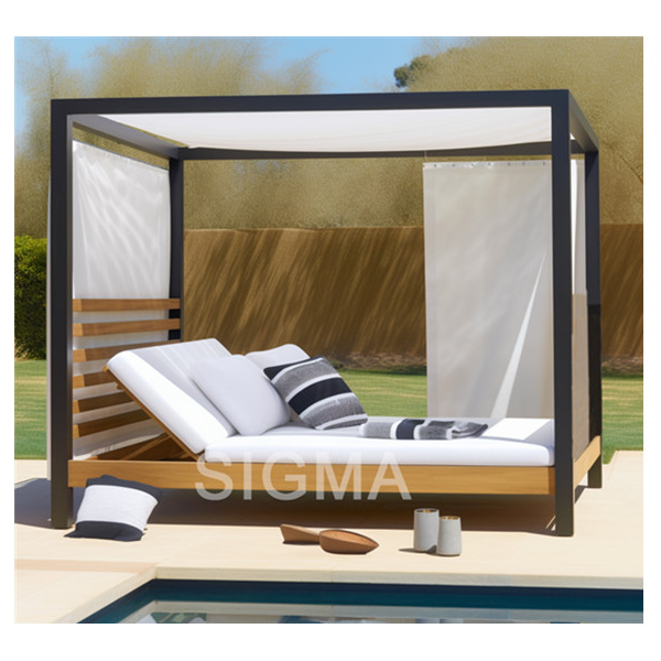 Luxury Hotel Daybed Teak outdoor furniture lounge daybed couch sofa canopy chaise daybed