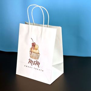Wholesale Custom Paper Bag Cardboard Paper <b>Box</b> Gift Shopping Bags Packaging Fast Food Takeaway Kraft Paper Bags with Handle - Product Image 3