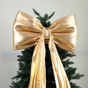 Lazo Grande Metálico Dorado <span class=keywords><strong>para</strong></span> la Punta del Árbol <span class=keywords><strong>de</strong></span> Navidad, Lazo Gigante Brillante <span class=keywords><strong>de</strong></span> Tela, Adorno <span class=keywords><strong>para</strong></span> Fiestas Navideñas, Decoración <span class=keywords><strong>para</strong></span> Ventanas del Hogar - Product Image 1