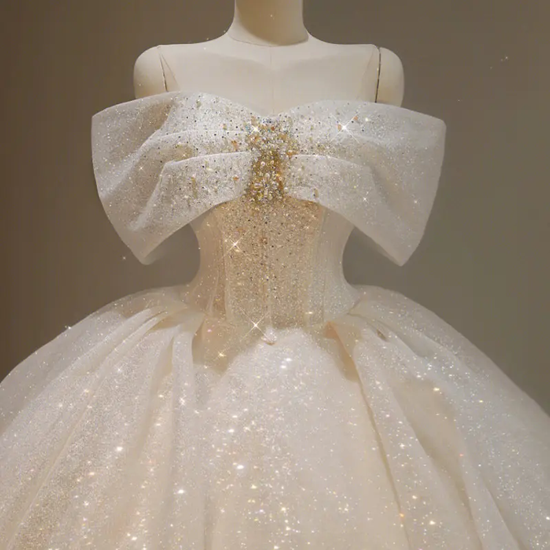 Son ürünler 2022 fransız düğün elbisesi yeni gelin büyük boy ağır sanayi yüksek kaliteli gümrükleme satış düğün elbisesi es