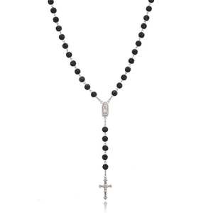 מותאם אישית כדור דיסקו חרוזים שרשרת רוזארי אור אמיצה פנינים יהלומים דפוס צלב חמוד - Product Image 4