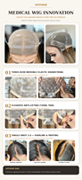 Perruques en cheveux humains SHY Medical, entièrement nouées à la main, bonnet respirant, design léger, remplacement capillaire coupe pixie pour cliniques et usines
