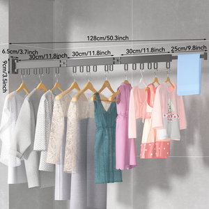 Montaje en pared Balcón Edredón Ropa Secado Gancho plegable <span class=keywords><strong>Armario</strong></span> <span class=keywords><strong>Tendedero</strong></span> Aluminio Plegable Perchas de ropa extendidas - Product Image 5