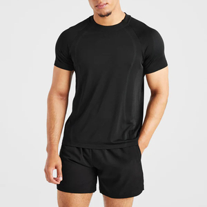 T-shirts d'été pour hommes, de haute qualité, personnalisables avec logo, coupe ajustée, manches courtes, col rond, respirants, sportifs, sans coutures, unis - Product Image 6