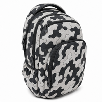 Sac à dos pour enfants personnalisé noir et blanc camouflage, sac d'école étanche multicouche de 17 pouces, sac à dos pour ordinateur portable pour adolescents