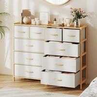 Commode à 5 tiroirs en bambou écologique avec structure en bois pour chambre et salon – Rangement contemporain