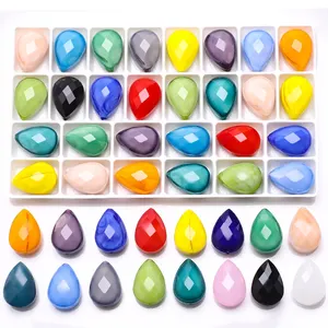 Zhubi Jade <span class=keywords><strong>agata</strong></span> colori 13x18mm maglia ciondolo perle di vetro a goccia sfaccettato perline di cristallo a goccia per la creazione di gioielli - Product Image 1