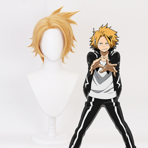 Perruques de cosplay Ainizi synthétiques courtes jaunes de la série <span class=keywords><strong>My</strong></span> <span class=keywords><strong>Hero</strong></span> <span class=keywords><strong>Academia</strong></span>, rôle de Kaminari Denki, pour Halloween - Product Image 1