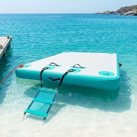 Plateforme flottante gonflable : île flottante pour piscine, lacs, plage, océan avec échelle à cordes