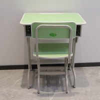 Ensemble table et chaise en acier et bois, portable et élégant, adapté à l'école et à la maison