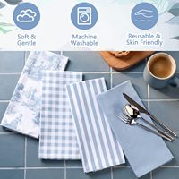 Robust Durable Cotton Tea Towel Classic Striped Design Super Absorbent Machine Washable Kitchen Cloth for Long Time Daily Usage
