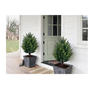 Grosir pohon semak rumput Topiary buatan daun hijau berrongga sentuhan nyata luar ruangan tahan UV dengan lonjakan tanah - Product Image 4