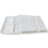 Assiette jetable à 5 compartiments en bagasse de canne à sucre, biodégradable, compostable, écologique et sans PFAS
