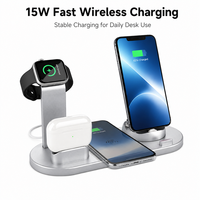 Chargeur de téléphone multi-appareils 4-en-1 et 6-en-1 avec support USB Type-C 8 broches 15W, station de charge sans fil en gros