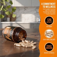 Capsules de Panax Ginseng avec Ashwagandha, Betterave, Thé Vert et Ginkgo Biloba |   Complément alimentaire pour la concentration énergétique naturelle et le soutien contre le stress