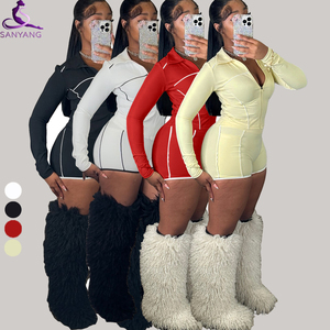Completo Sportivo in Tessuto Yoga Multicolore Elasticizzato Due Pezzi con Cardigan a Maniche Lunghe e Top Corto - Product Image 1