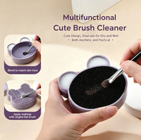 Boîte de nettoyage pour pinceaux à maquillage, pratique et portable pour les femmes.
