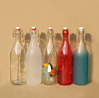 Bouteille d'huile en verre à motif glacé avec couvercle rabattable, 250, 350, 500, 750, 1000 ml, vente en gros