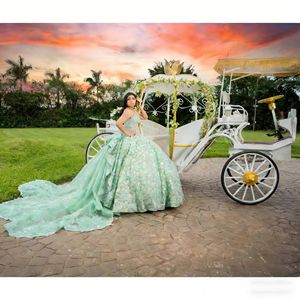 电动高品质金色边缘豪华公主灰姑娘马车婚礼南瓜马车 - Product Image 1