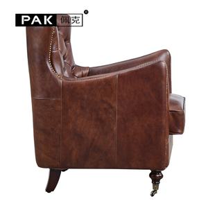 Fabriek Directe Verkoop Klassieke Antieke Meubels Lederen Stoel Chesterfield Vleugelstoel Voor Woonkamer En Sigarenkamer - Product Image 3