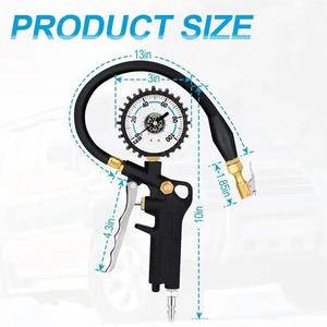 Thiết kế mới bằng sáng chế 250psi khóa trên không khí Chuck lốp Inflator Gun với máy đo áp suất phụ kiện xe hơi - Product Image 5