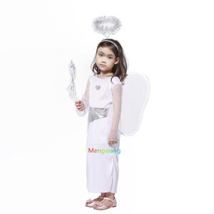 Halloween Little Girls Kids Angel <strong>Costume</strong> With <strong>Halo</strong> Christmas Church Headband White Robes Angel Dress with Wings Wand 4pcs - Product Image 3