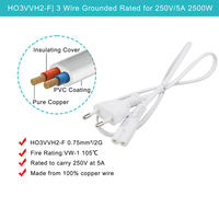 Câble d'alimentation EU 2 broches C7 pour moniteurs, imprimantes, ordinateurs portables et appareils électroniques de bureau à domicile 250V