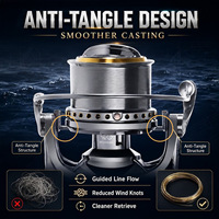 Carrete de Pesca SAMOLLA, Totalmente Metálico, para Spinning y Baitcasting, Rodamientos de Bolas de Acero Inoxidable, Asistencia de Arrastre, Mano Izquierda, Arrastre Máximo de 25 kg