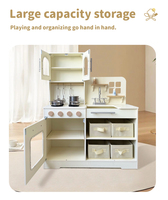 COMMIKI Ensemble de cuisine en bois pour enfants avec cuisinière et ustensiles de cuisine Jouet de cuisine éducatif Jeu de rôle Cuisine de style naturel
