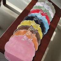 Chemin de table brodé à nœuds le plus vendu, Tapis thermique en tissu haut de gamme, Napperon de table floral de luxe léger pour hôtel, Vente en gros