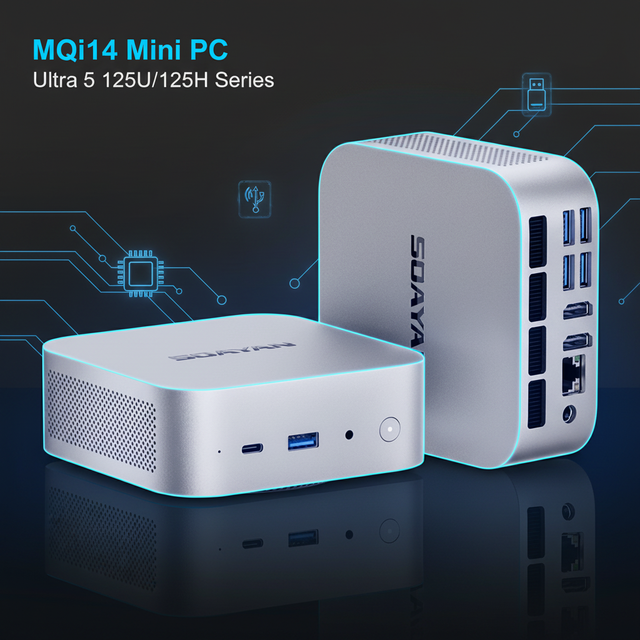 MQI Ultra 5 125H 14-Core Mini PC 12GB/24GB DDR5 ram High Performance Business Computer for Office & Multitasking desktop mini pc