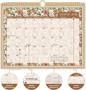 Calendrier 2026, calendrier mural sur 18 mois, du janvier 2026 au juin 2027, 11,5" x 14,7", <span class=keywords><strong>grand</strong></span> calendrier mensuel avec spirale double - Product Image 4