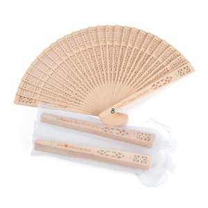 Éventail en Bois Personnalisé comme Cadeau de <span class=keywords><strong>Mariage</strong></span> pour Invités, Éventail Pliant Personnalisable - Product Image 3