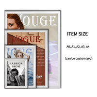 Cadre en aluminium à clipser pour affiches A0-A3, couleur argent, couverture en PVC résistante à l'eau, forme rectangulaire pour affichage publicitaire
