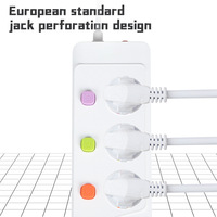 Prise USB + PD universelle multi-ports haute puissance 2500W colorée avec interrupteur indépendant, protection contre les surcharges et sécurité enfant