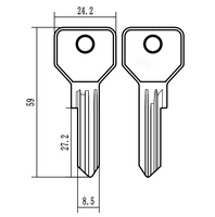 Clé vierge en fer pour serrurier, fraisage facile, tête de 24,2 mm, pour machine à tailler les clés, pièce de rechange pour serrure de porte