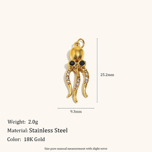 Dingran in acciaio inox 18K placcato oro serie oceano con conchiglia di pesce fascino geometrico e ciondolo per gioielli - Product Image 4