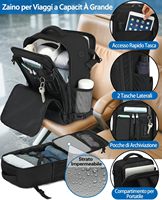 KLOSTAIN Zaino Ryanair Bagage à main unisexe 40x20x25cm 20L en nylon imperméable avec fermeture éclair et fermoir pour le travail, les voyages et le trekking