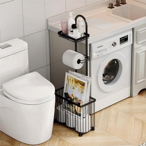 Porte-rouleau de papier toilette moderne en fer avec rangement pour salle de bain et hôtel, support pour tablette - Design écologique - Product Image 4