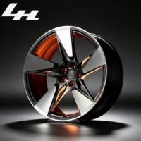 Rueda de Aleación Forjada de una Pieza de 17-24 Pulgadas con Cara Mecanizada en Negro Cobre, Diseño de 5 Radios Divididos, Personalizada, 5x112PCD, Compatible con BMW, Audi, Mercedes